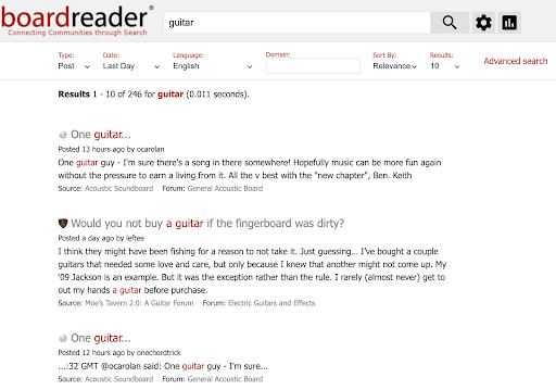 Boardreader forum search engine